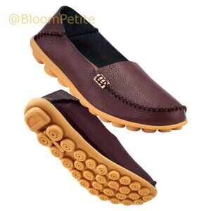 Faux Leather Loafers Slip On Walking Shoes Soft Comfortable Mocc